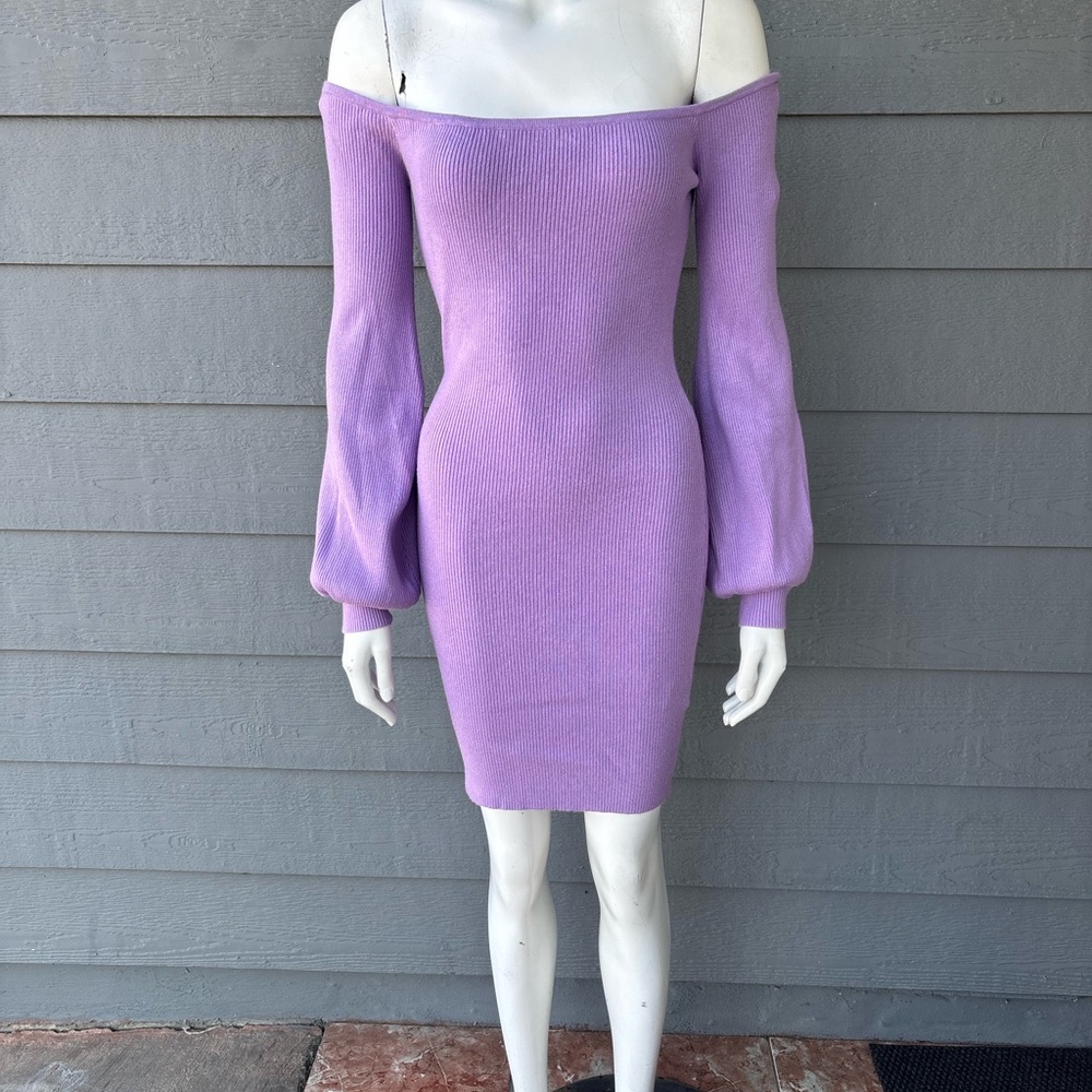 Hera Collection Lilac Off-Shoulder Long Sleeve Dress
